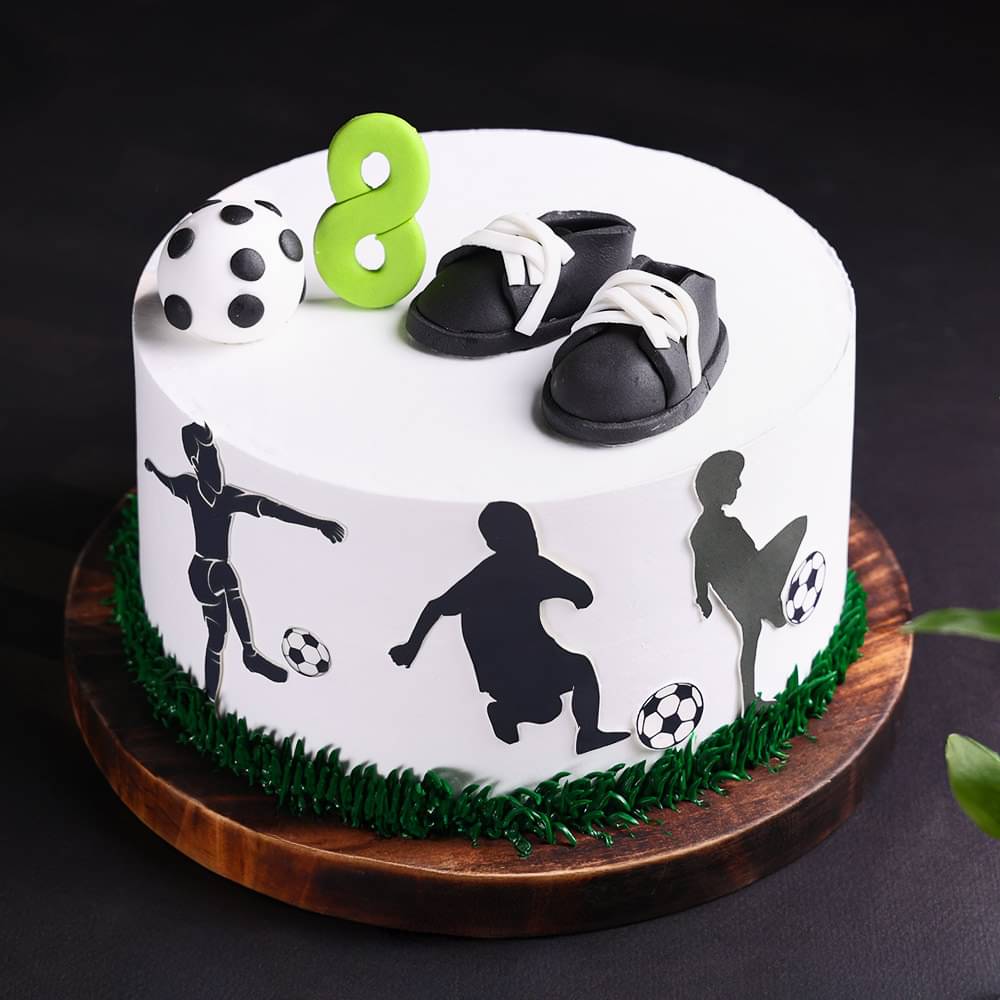 Zoomed View of Super Kick Football Cake